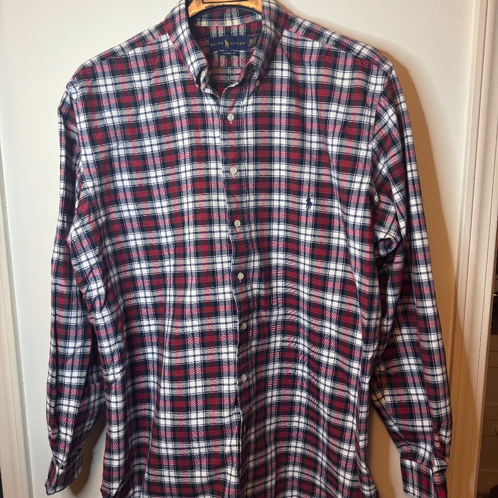 Red Plaid Ralph Lauren Button-Down Shirt XLT